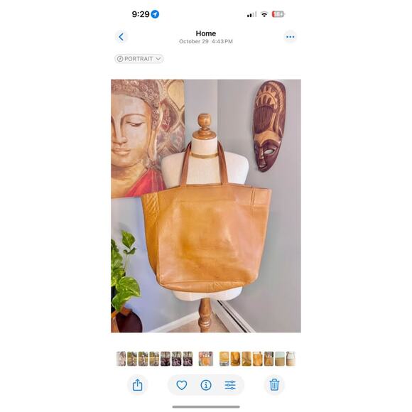 Baggu Oversized Leather Tote in Camel - Picture 2 of 10
